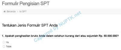 pilihan formulir SPT